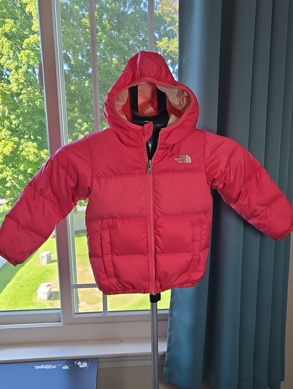 The North Face Kids Reversable Hooded Puffer Jacket - Pink And Light Pink 3T